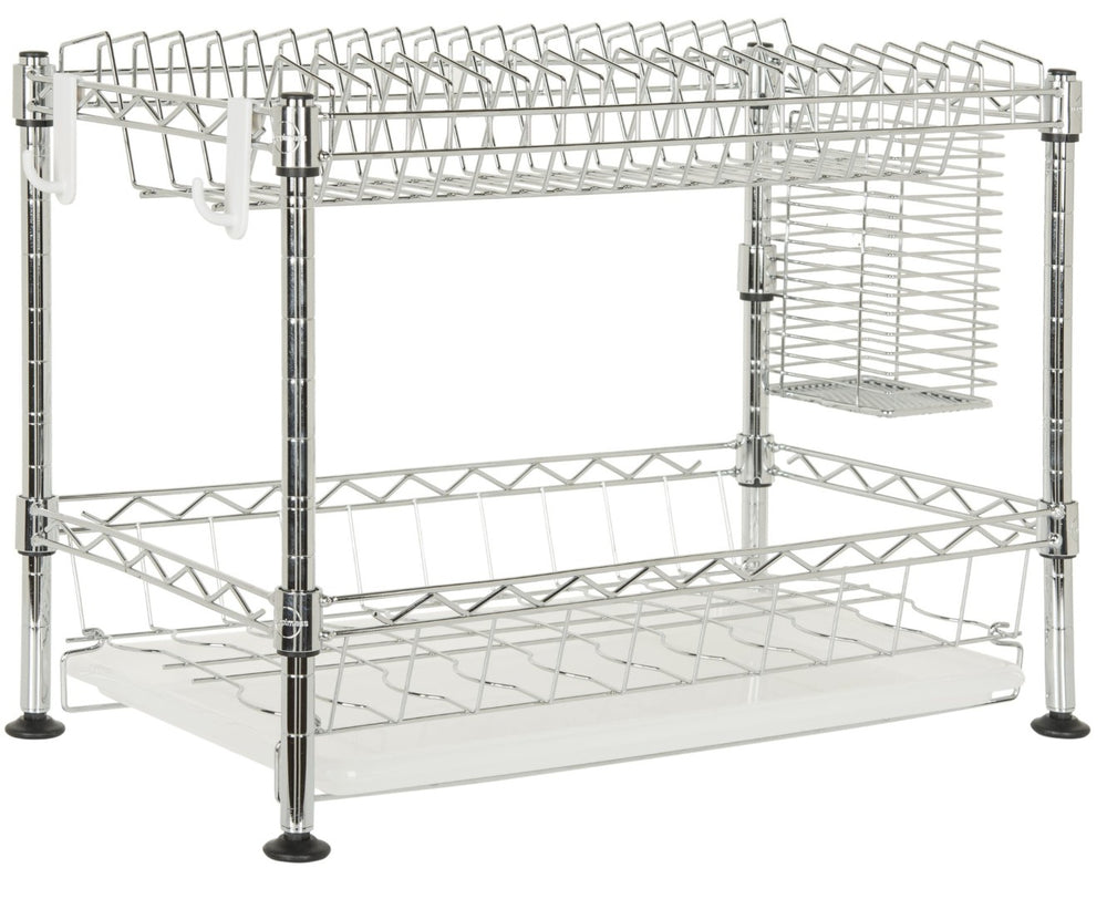 Safavieh Darina Two-Tier Adjustable Chrome Wire Dish Rack - Space-Saving Design For Modern Kitchens & Rvs HAC1000A