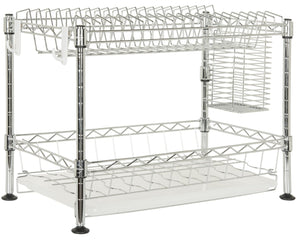 Safavieh Darina Two-Tier Adjustable Chrome Wire Dish Rack - Space-Saving Design For Modern Kitchens & Rvs HAC1000A