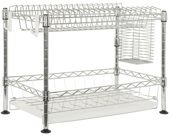 Safavieh Darina Two-Tier Adjustable Chrome Wire Dish Rack - Space-Saving Design For Modern Kitchens & Rvs HAC1000A