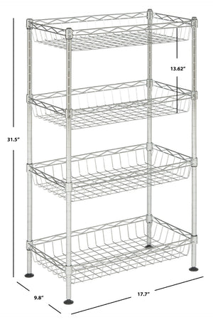 Safavieh Gaston 4 Tier Chrome Wire Mini Rack – Stylish & Versatile Storage Solution For Every Room In Your Home HAC1001A