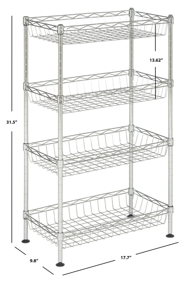 Safavieh Gaston 4 Tier Chrome Wire Mini Rack – Stylish & Versatile Storage Solution For Every Room In Your Home HAC1001A