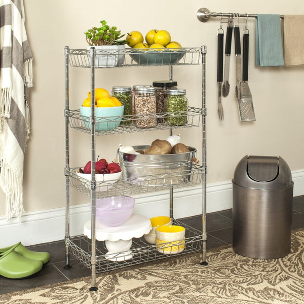 Safavieh Gaston 4 Tier Chrome Wire Mini Rack – Stylish & Versatile Storage Solution For Every Room In Your Home HAC1001A