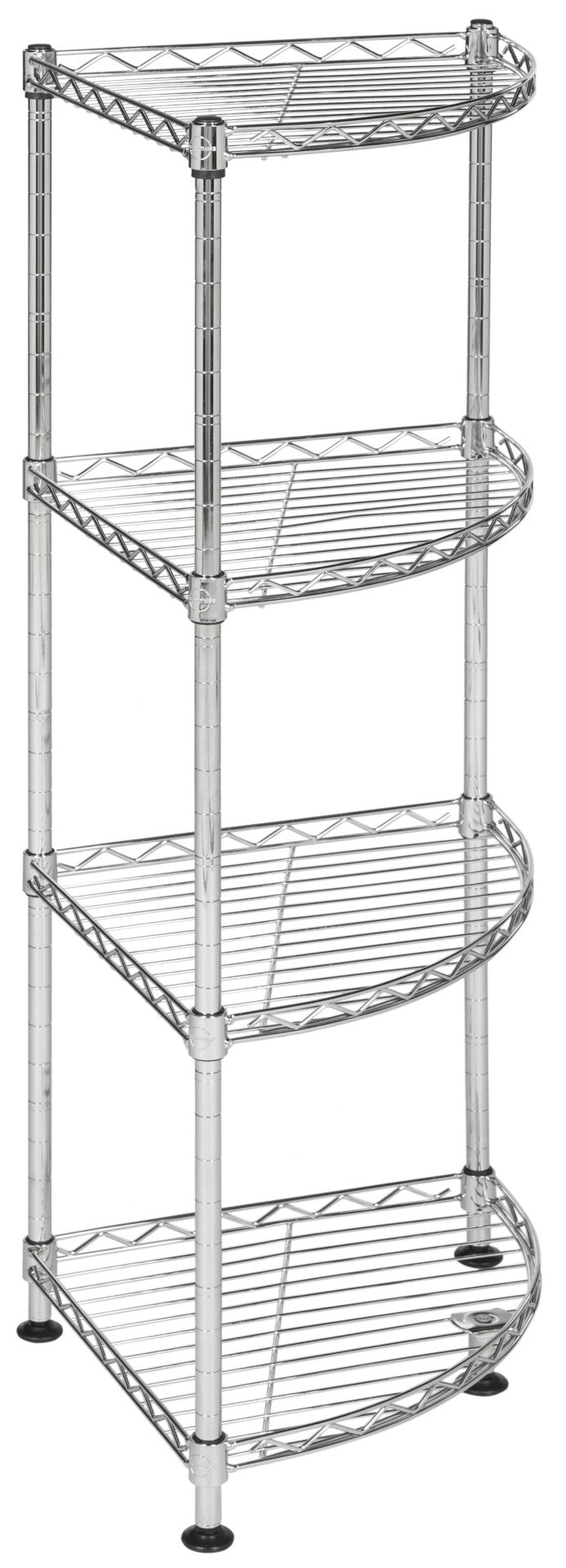 Safavieh Damaris 4-Tier Chrome Wire Corner Rack – Space-Saving Storage Solution For Home & Garage Organization HAC1004A