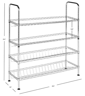 Safavieh Lidia Adjustable Chrome Wire Shoe Rack - Stylish, Space-Saving Organizer For Heels, Boots & Sneakers HAC1007A