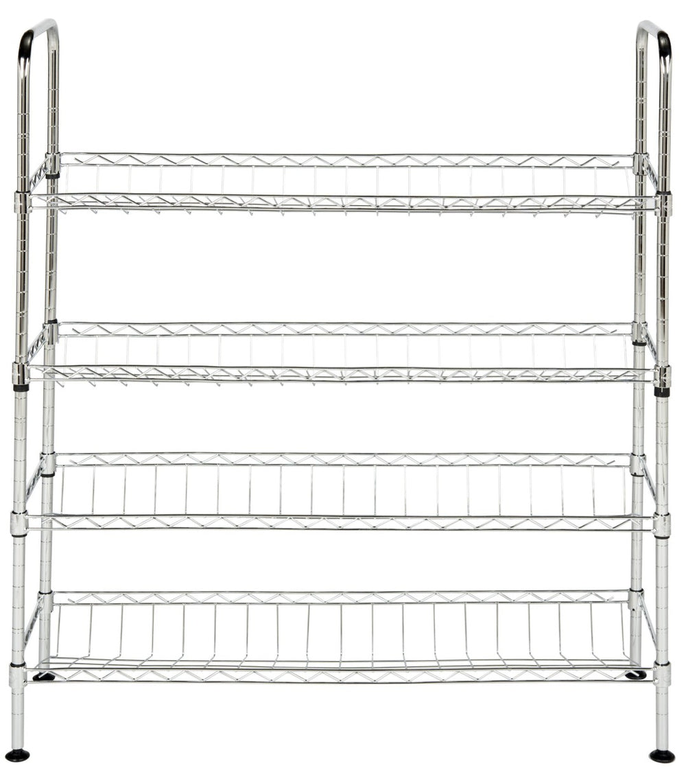Safavieh Lidia Adjustable Chrome Wire Shoe Rack - Stylish, Space-Saving Organizer For Heels, Boots & Sneakers HAC1007A