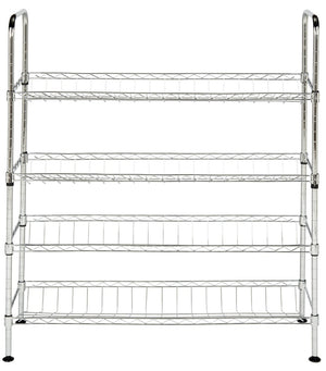 Safavieh Lidia Adjustable Chrome Wire Shoe Rack - Stylish, Space-Saving Organizer For Heels, Boots & Sneakers HAC1007A
