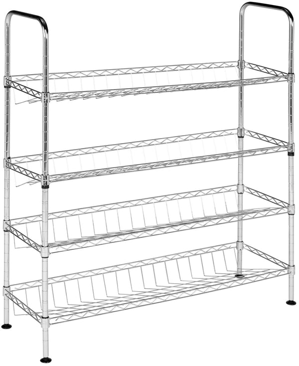 Safavieh Lidia Adjustable Chrome Wire Shoe Rack - Stylish, Space-Saving Organizer For Heels, Boots & Sneakers HAC1007A