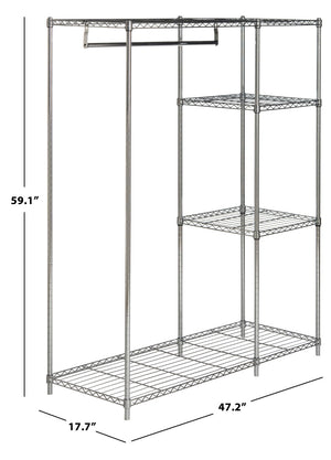 Safavieh Betsy Chrome Wire Adjustable Garment Rack - Stylish, Portable Storage For Clothes, Easy Assembly & Versatile Use HAC1008A