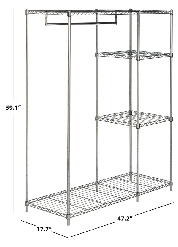 Safavieh Betsy Chrome Wire Adjustable Garment Rack - Stylish, Portable Storage For Clothes, Easy Assembly & Versatile Use HAC1008A