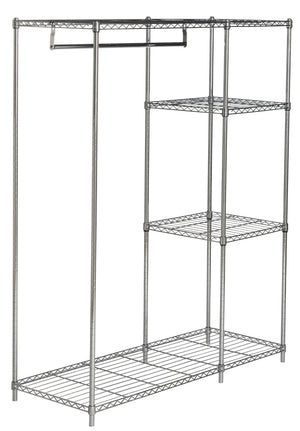 Safavieh Betsy Chrome Wire Adjustable Garment Rack - Stylish, Portable Storage For Clothes, Easy Assembly & Versatile Use HAC1008A