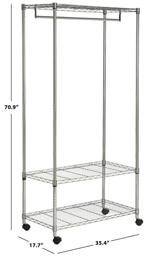 Safavieh Gordon 3-Tier Chrome Wire Garment Rack - Stylish, Space-Saving Closet Solution For Organized Storage HAC1009A