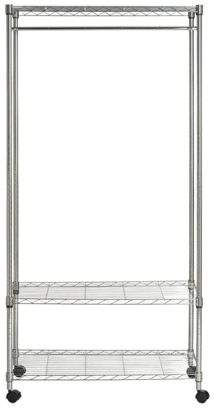Safavieh Gordon 3-Tier Chrome Wire Garment Rack - Stylish, Space-Saving Closet Solution For Organized Storage HAC1009A