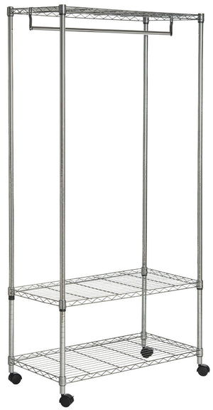 Safavieh Gordon 3-Tier Chrome Wire Garment Rack - Stylish, Space-Saving Closet Solution For Organized Storage HAC1009A