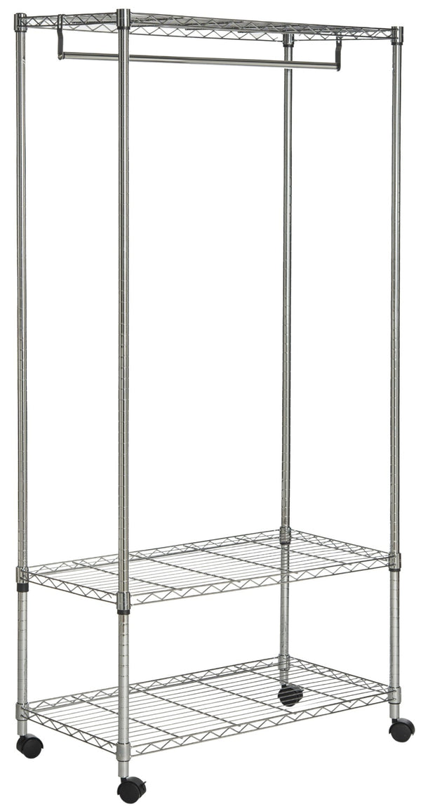 Safavieh Gordon 3-Tier Chrome Wire Garment Rack - Stylish, Space-Saving Closet Solution For Organized Storage HAC1009A