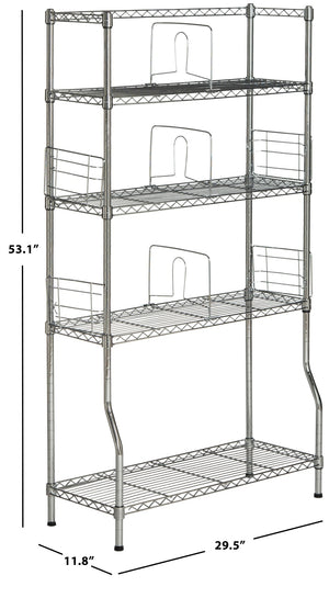 Safavieh Fernand Chrome Wire Book Rack - Modern Industrial 5-Tier Organizer For Home Office & Study Space HAC1017A