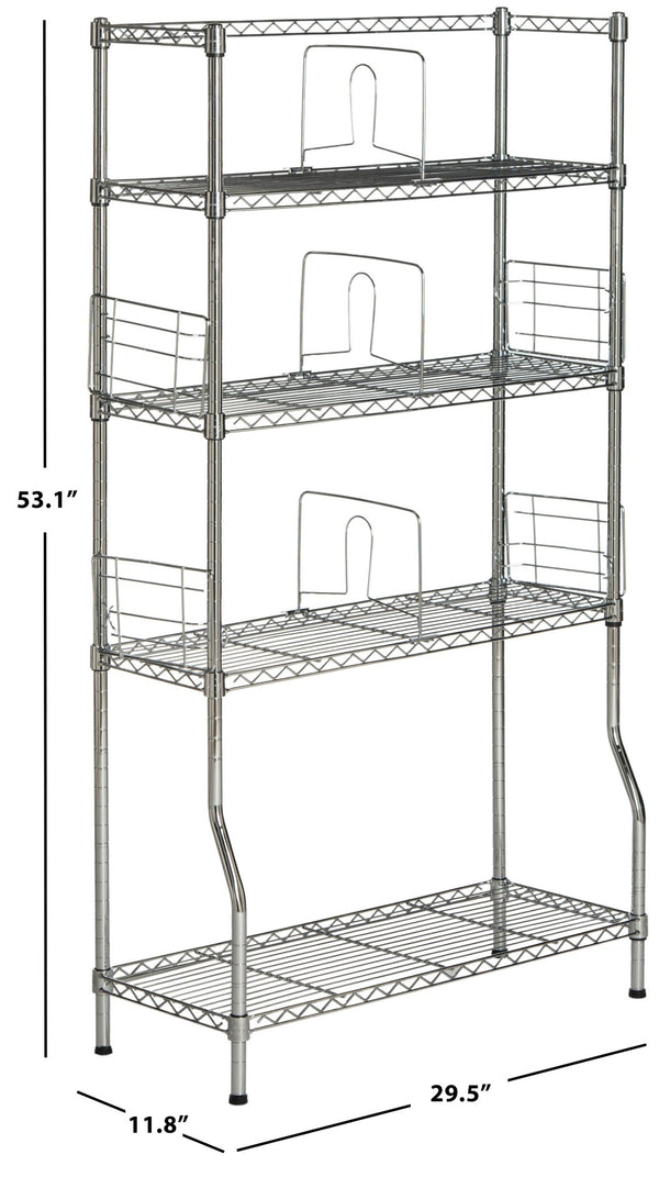Safavieh Fernand Chrome Wire Book Rack - Modern Industrial 5-Tier Organizer For Home Office & Study Space HAC1017A