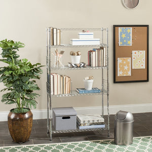 Safavieh Fernand Chrome Wire Book Rack - Modern Industrial 5-Tier Organizer For Home Office & Study Space HAC1017A