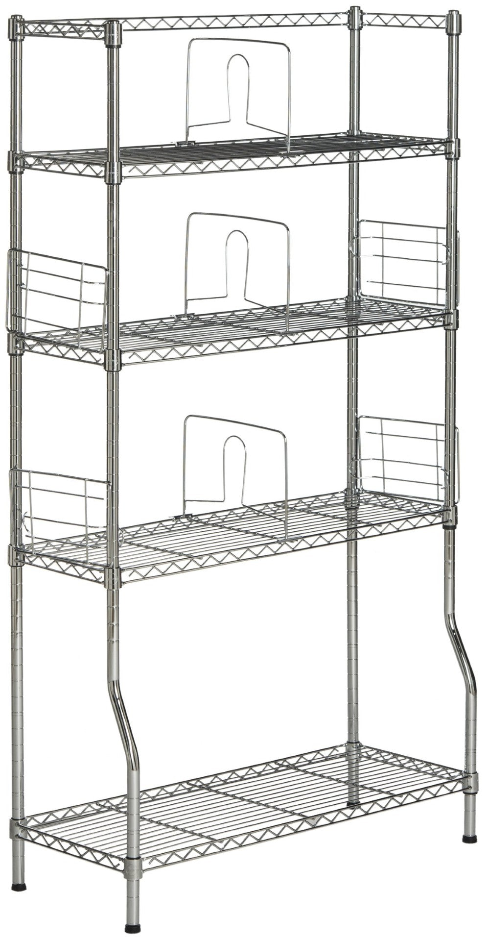 Safavieh Fernand Chrome Wire Book Rack - Modern Industrial 5-Tier Organizer For Home Office & Study Space HAC1017A