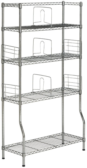 Safavieh Fernand Chrome Wire Book Rack - Modern Industrial 5-Tier Organizer For Home Office & Study Space HAC1017A