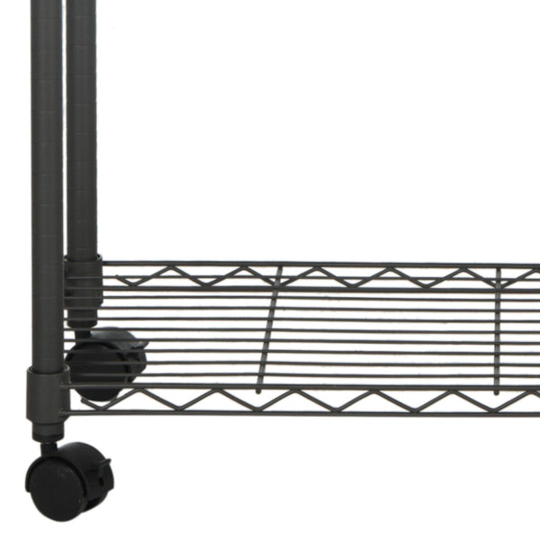 Safavieh Giorgio Chrome Double-Rod Clothes Rack - Elegant, Space-Saving Storage With Integrated Shelving Solutions HAC1019A