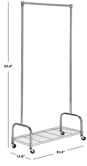 Safavieh Christian Chrome Wire Single Rod Clothes Rack - Stylish, Durable & Portable Wardrobe Organizer HAC1020A