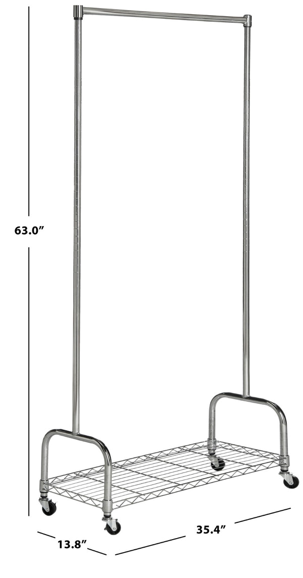 Safavieh Christian Chrome Wire Single Rod Clothes Rack - Stylish, Durable & Portable Wardrobe Organizer HAC1020A