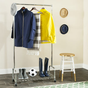 Safavieh Christian Chrome Wire Single Rod Clothes Rack - Stylish, Durable & Portable Wardrobe Organizer HAC1020A