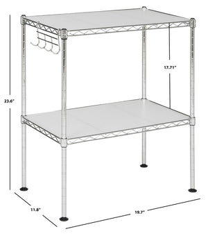 Safavieh Lucien 2-Tier Chrome Microwave Rack - Stylish Space-Saver Organizer For Kitchen Storage & Decor HAC1025A