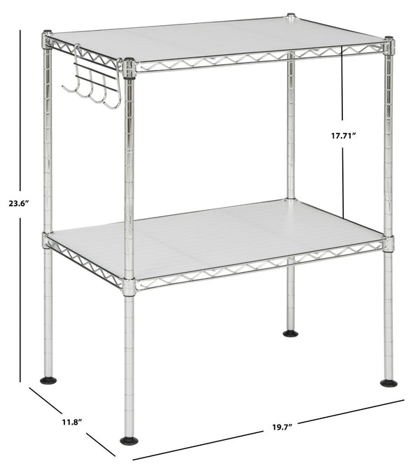 Safavieh Lucien 2-Tier Chrome Microwave Rack - Stylish Space-Saver Organizer For Kitchen Storage & Decor HAC1025A