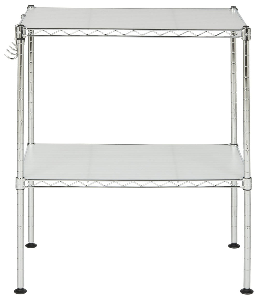 Safavieh Lucien 2-Tier Chrome Microwave Rack - Stylish Space-Saver Organizer For Kitchen Storage & Decor HAC1025A