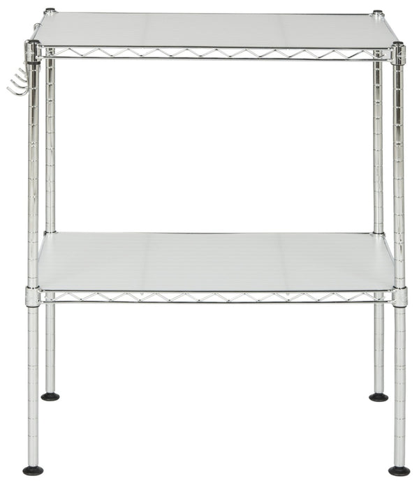 Safavieh Lucien 2-Tier Chrome Microwave Rack - Stylish Space-Saver Organizer For Kitchen Storage & Decor HAC1025A