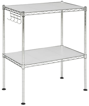 Safavieh Lucien 2-Tier Chrome Microwave Rack - Stylish Space-Saver Organizer For Kitchen Storage & Decor HAC1025A