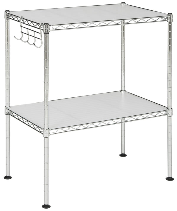 Safavieh Lucien 2-Tier Chrome Microwave Rack - Stylish Space-Saver Organizer For Kitchen Storage & Decor HAC1025A