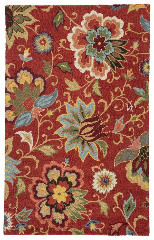 Jaipur Living Hacienda Zamora Hac11 Tufted Handmade 100% Wool Traditional Floral Indoor Rug Red, Blue 100% Wool, 100% Cotton Rug111762