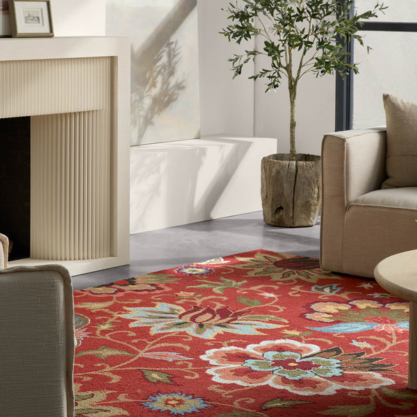Jaipur Living Hacienda Zamora Hac11 Tufted Handmade 100% Wool Traditional Floral Indoor Rug Red, Blue 100% Wool, 100% Cotton Rug111762
