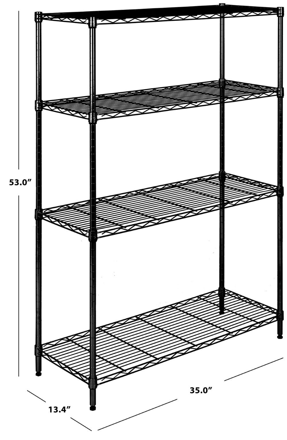Safavieh Delta 4 Tier Chrome Wire Shelving Unit - Versatile Storage Rack For Kitchen, Garage & Closet Solutions HAC2001A