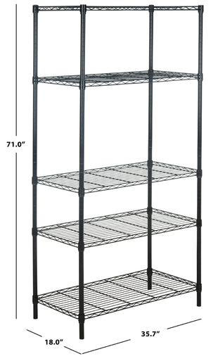 Safavieh Alpha 5-Tier Versatile Wire Shelving Unit For Efficient Storage In Home, Garage, Office, Or Pantry Black HAC2003A