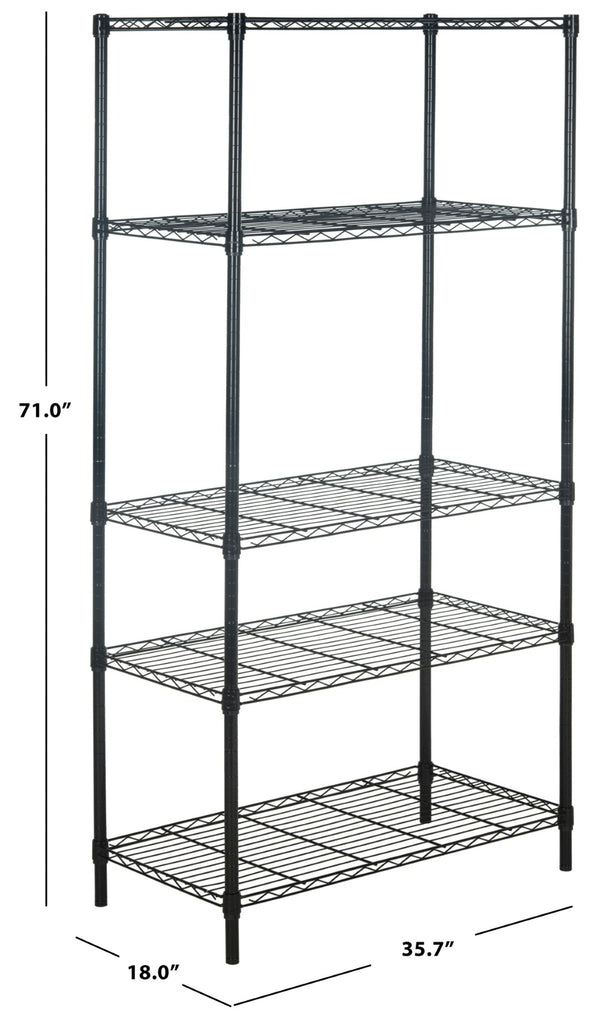 Safavieh Alpha 5-Tier Versatile Wire Shelving Unit For Efficient Storage In Home, Garage, Office, Or Pantry Black HAC2003A