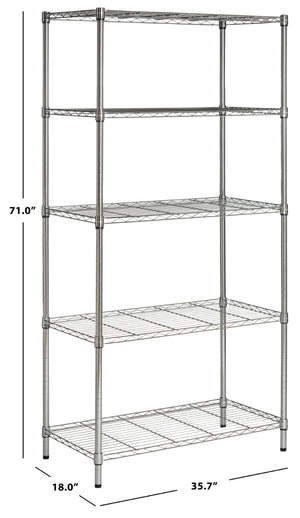 Safavieh Alpha 5-Tier Versatile Wire Shelving Unit For Efficient Storage In Home, Garage, Office, Or Pantry Chrome HAC2003B