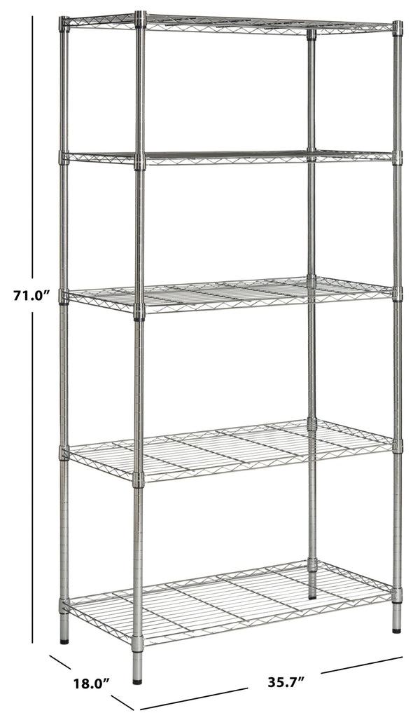 Safavieh Alpha 5-Tier Versatile Wire Shelving Unit For Efficient Storage In Home, Garage, Office, Or Pantry Chrome HAC2003B