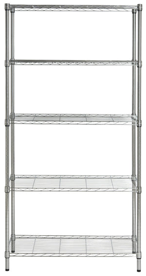 Safavieh Alpha 5-Tier Versatile Wire Shelving Unit For Efficient Storage In Home, Garage, Office, Or Pantry Chrome HAC2003B