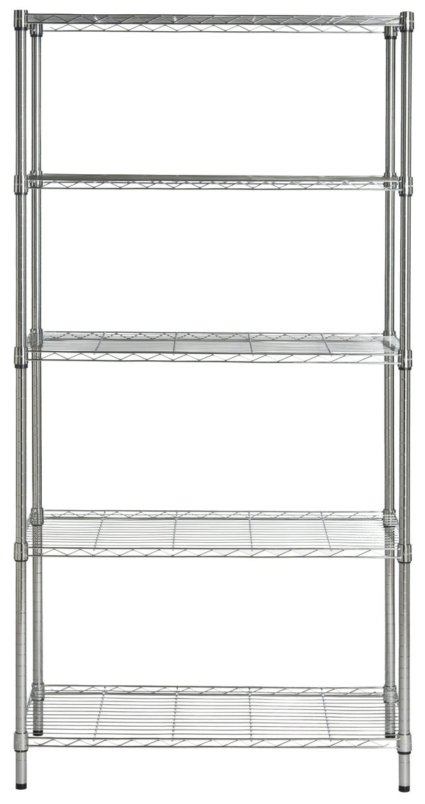 Safavieh Alpha 5-Tier Versatile Wire Shelving Unit For Efficient Storage In Home, Garage, Office, Or Pantry Chrome HAC2003B