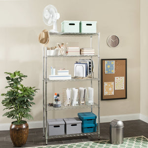 Safavieh Alpha 5-Tier Versatile Wire Shelving Unit For Efficient Storage In Home, Garage, Office, Or Pantry Chrome HAC2003B