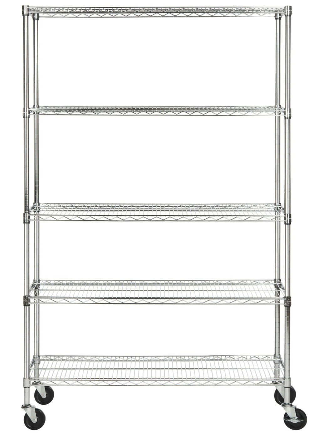 Safavieh Echo Heavy-Duty Chrome Wire Shelving Unit – 5-Tier Adjustable Storage For Tools & Gear, 47"W X 75"H HAC2004A