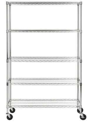 Safavieh Echo Heavy-Duty Chrome Wire Shelving Unit – 5-Tier Adjustable Storage For Tools & Gear, 47"W X 75"H HAC2004A