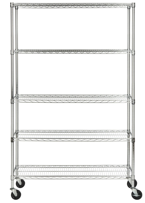 Safavieh Echo Heavy-Duty Chrome Wire Shelving Unit – 5-Tier Adjustable Storage For Tools & Gear, 47"W X 75"H HAC2004A