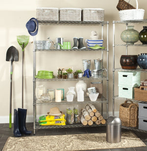 Safavieh Echo Heavy-Duty Chrome Wire Shelving Unit – 5-Tier Adjustable Storage For Tools & Gear, 47"W X 75"H HAC2004A