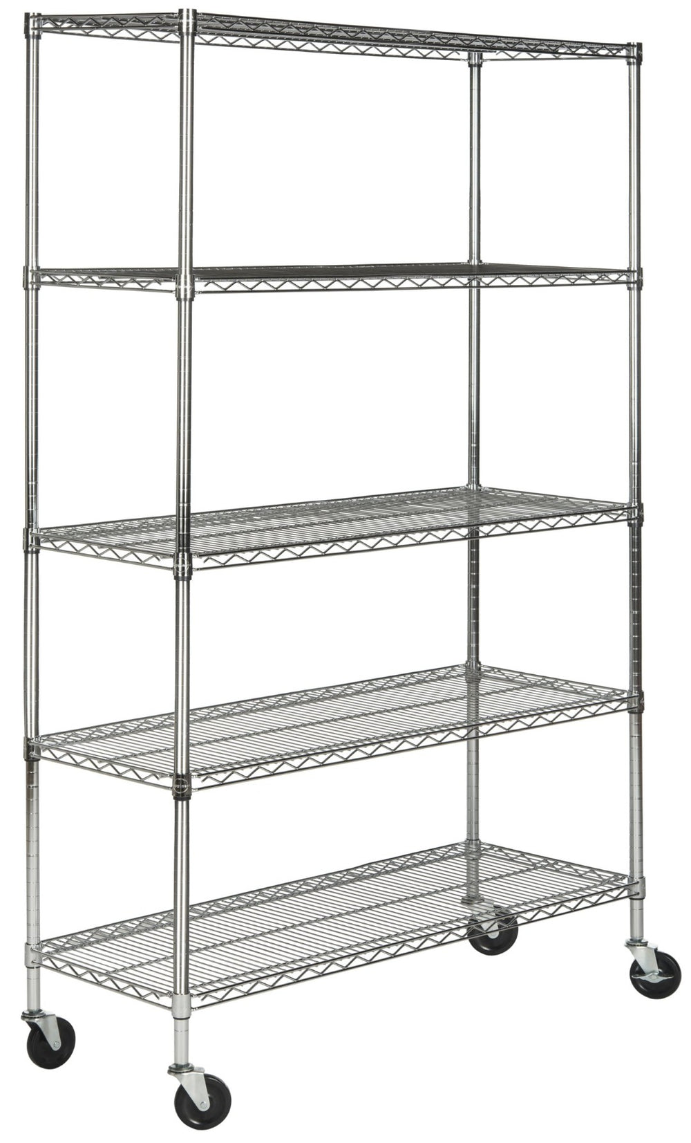 Safavieh Echo Heavy-Duty Chrome Wire Shelving Unit – 5-Tier Adjustable Storage For Tools & Gear, 47"W X 75"H HAC2004A