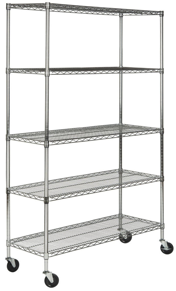 Safavieh Echo Heavy-Duty Chrome Wire Shelving Unit – 5-Tier Adjustable Storage For Tools & Gear, 47"W X 75"H HAC2004A