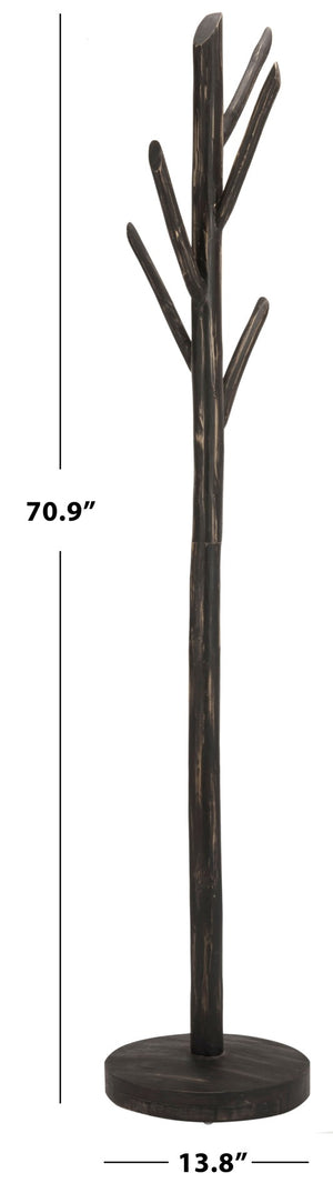 Safavieh Walter 70-Inch Tree Branch Coat And Hat Rack – Modern Teak Wood Storage For Stylish Entryways Distressed / Black HAC4000A